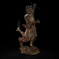 A large Chinese gilt and lacquered bronze figure of "Kui Xing" 铜鎏金魁星 19th century or earlier ???????