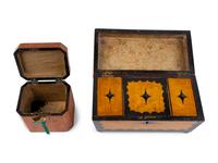 Two English Walnut Marquetry Tea Caddies — CIRCA 1825