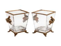 A Pair of Louis XVI Style Bronze-Mounted Glass Jardinieres