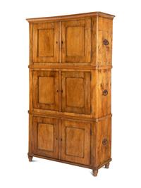 A German or Austrian Walnut Three-Case Campaign Cabinet
