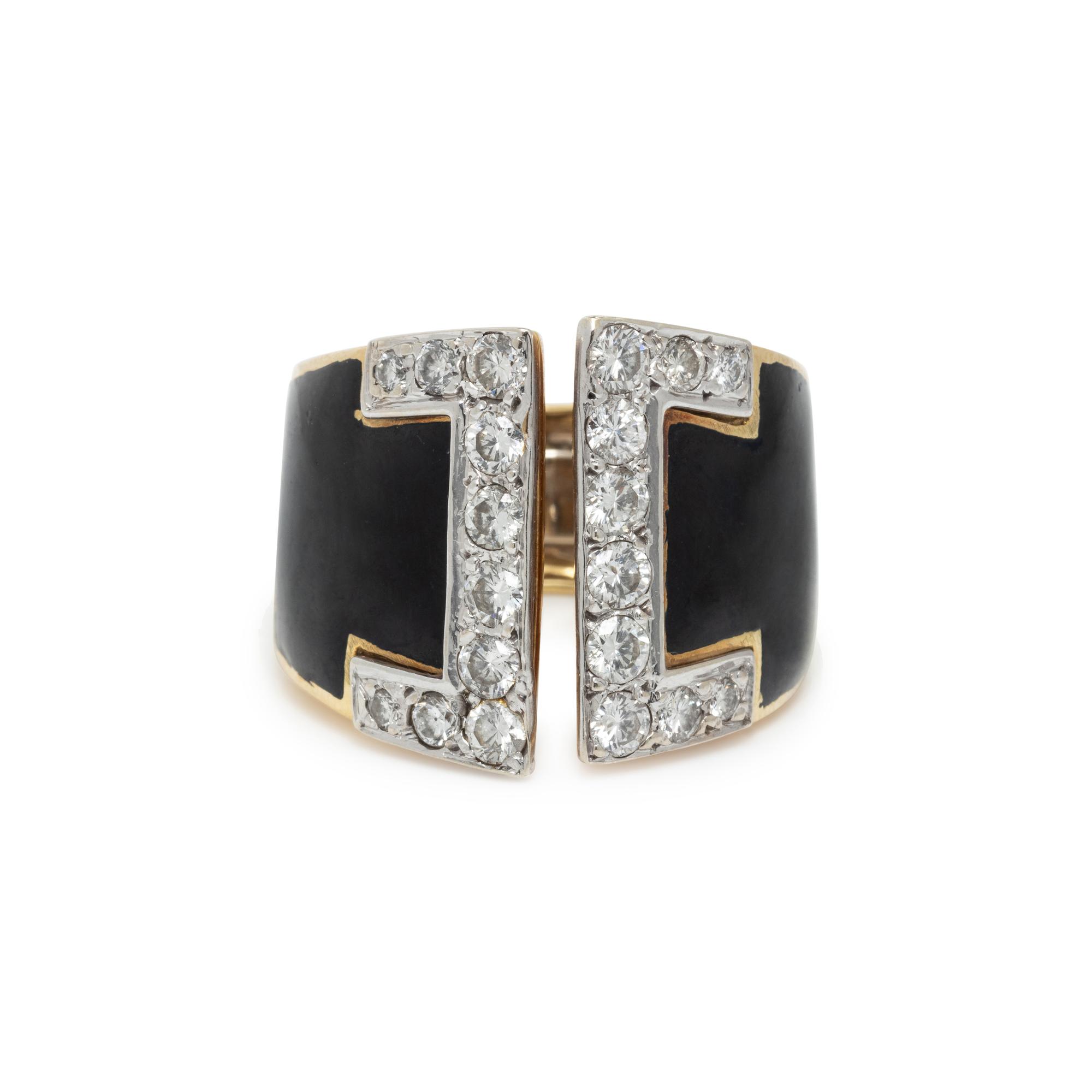 DIAMOND AND ENAMEL RING