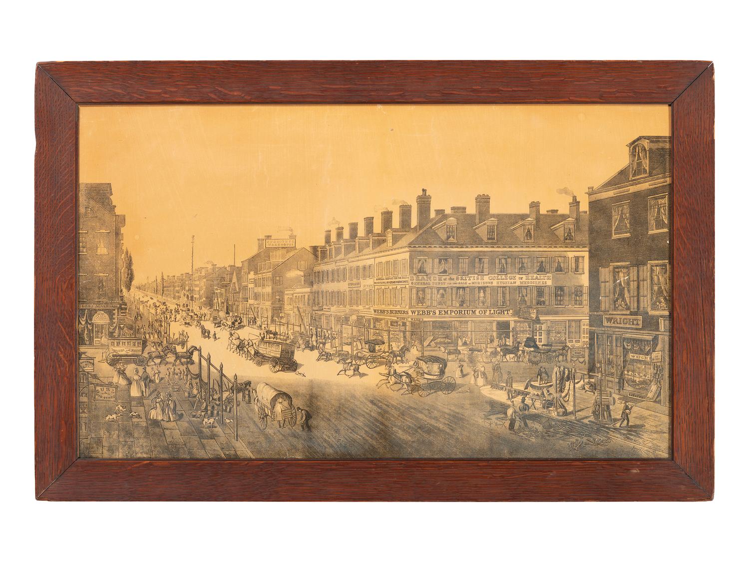[NEW YORK]. after HORNOR, Thomas (1795-1844). [N ew-York. Shewing [ sic ] Each Building from the Hygeian Depot Corner of Canal Street to beyond Niblo's Garden ].