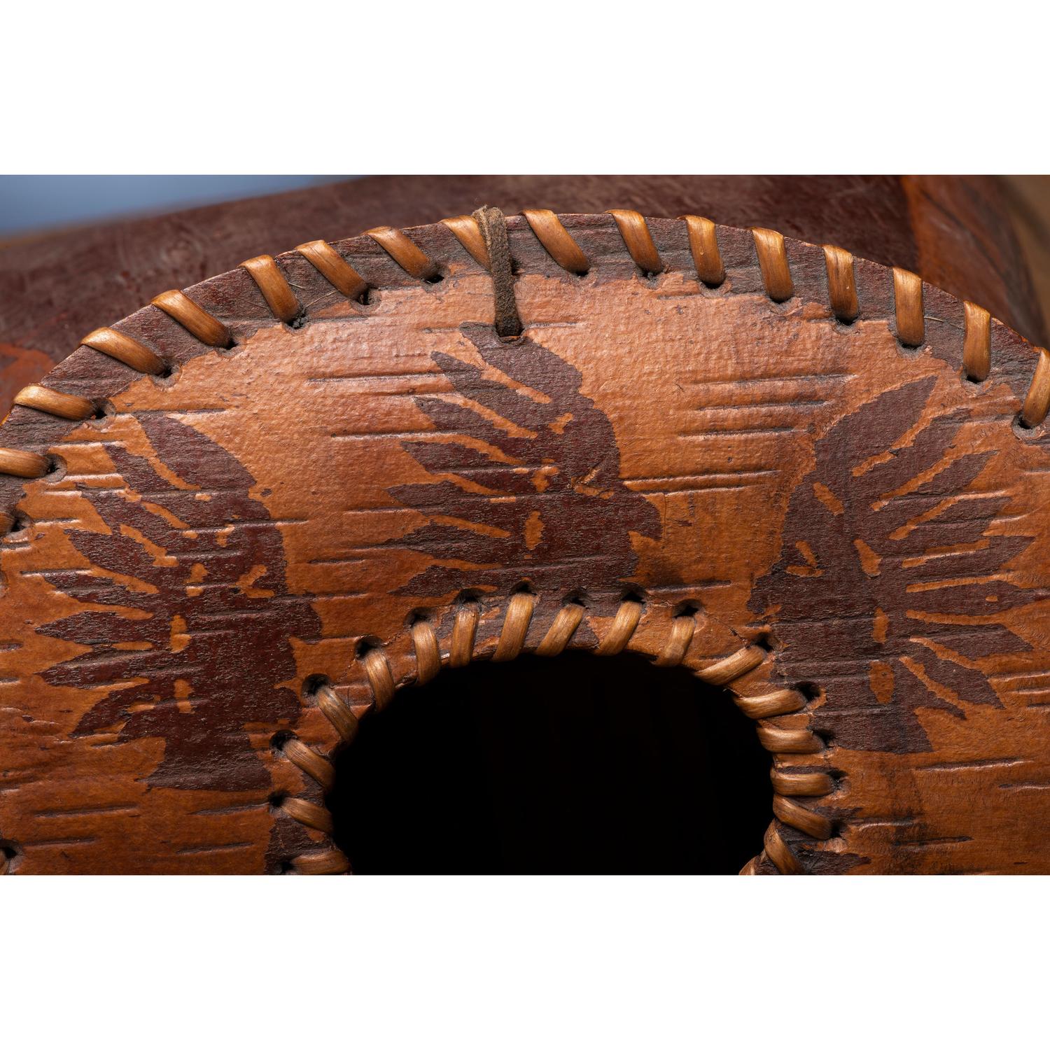 Northeastern Birchbark Creel, with Foxes and Birds