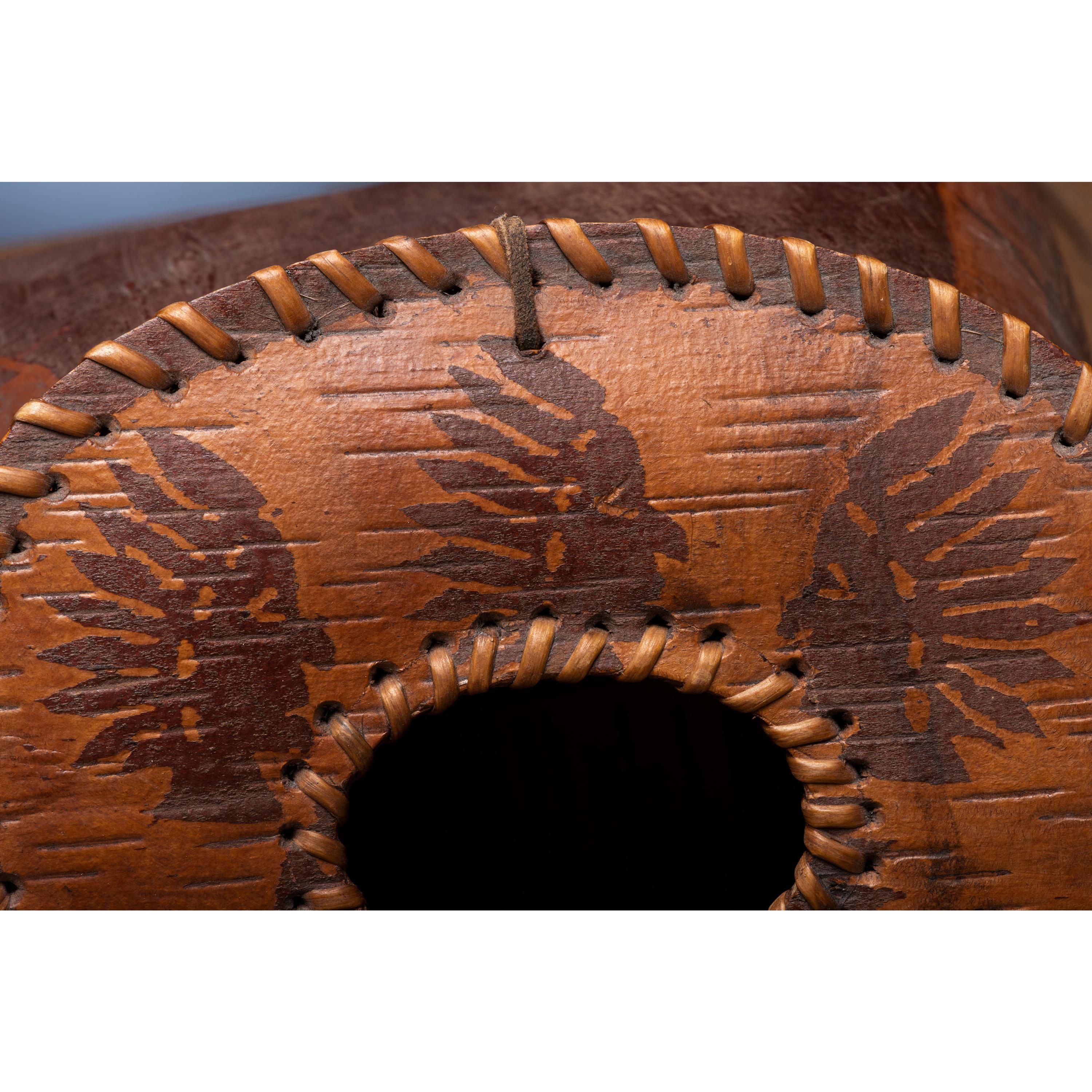 Northeastern Birchbark Creel, with Foxes and Birds