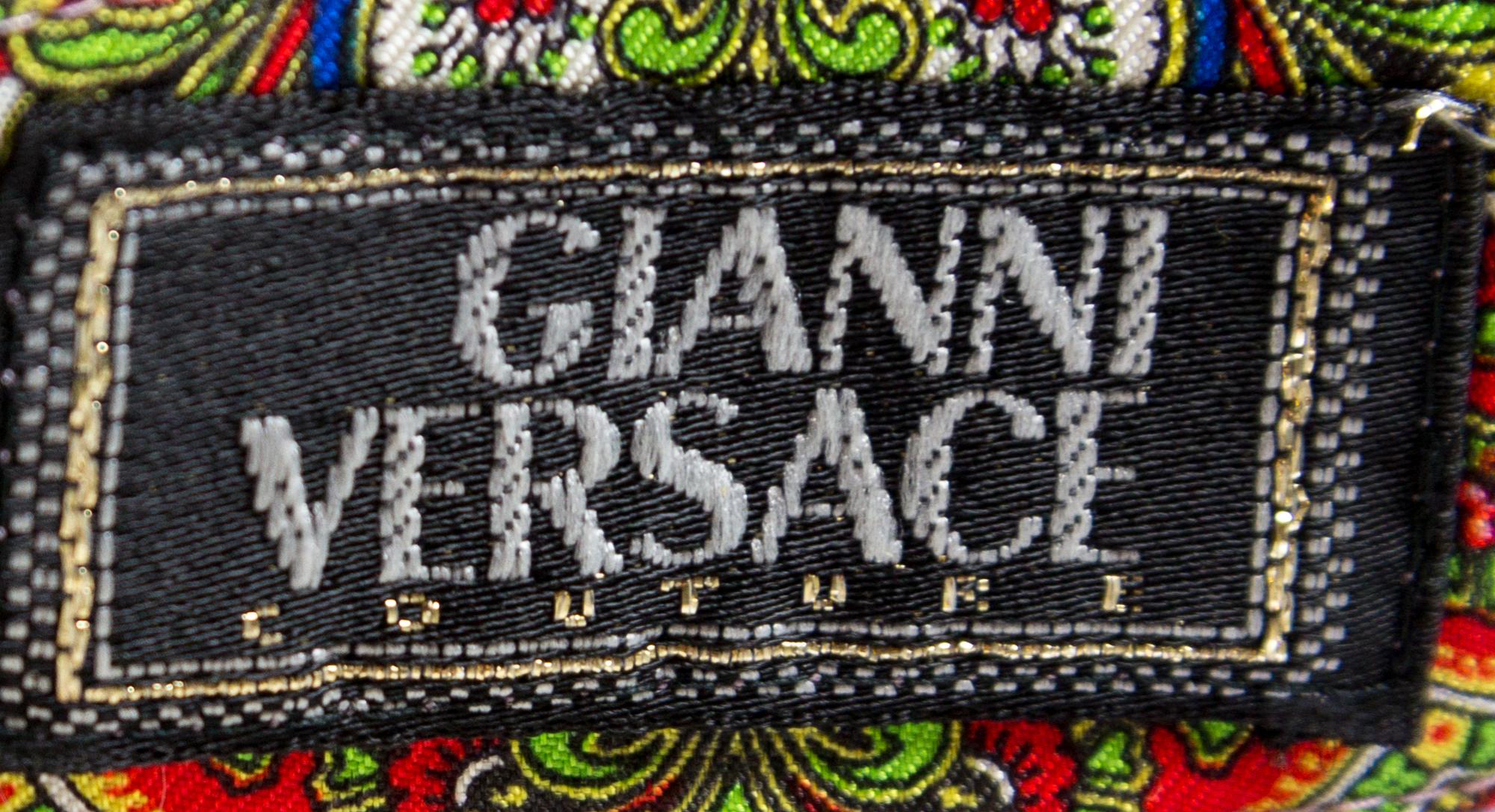 A Gianni Versace Silk Print Cropped Blouse, Size 44.