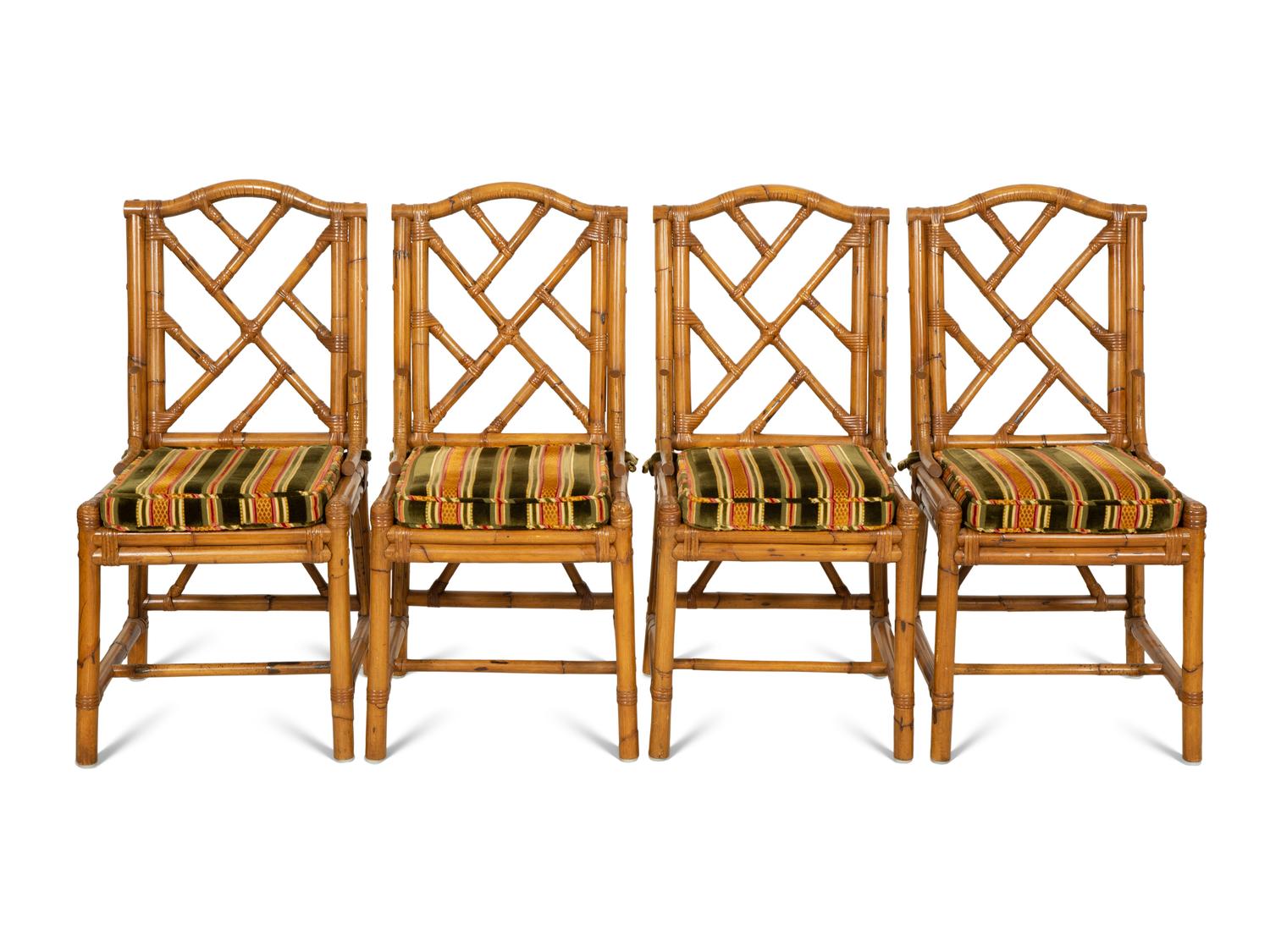 A Maguire Rattan Table and Four Chairs