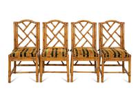 A Maguire Rattan Table and Four Chairs