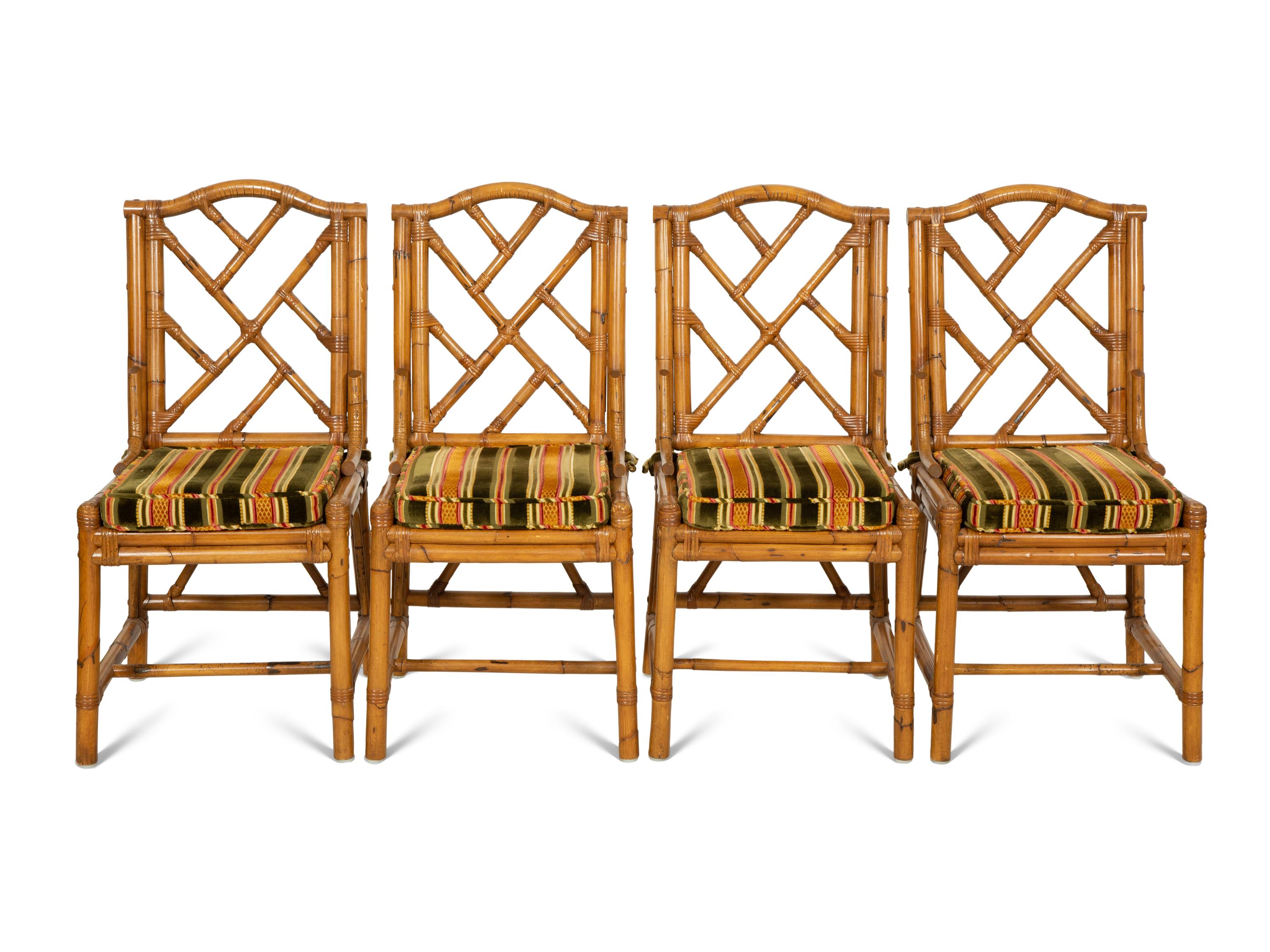 A Maguire Rattan Table and Four Chairs