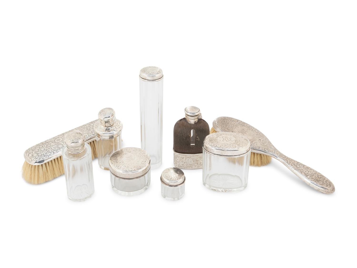 A Gorham Silver Nine-Piece Dresser Set