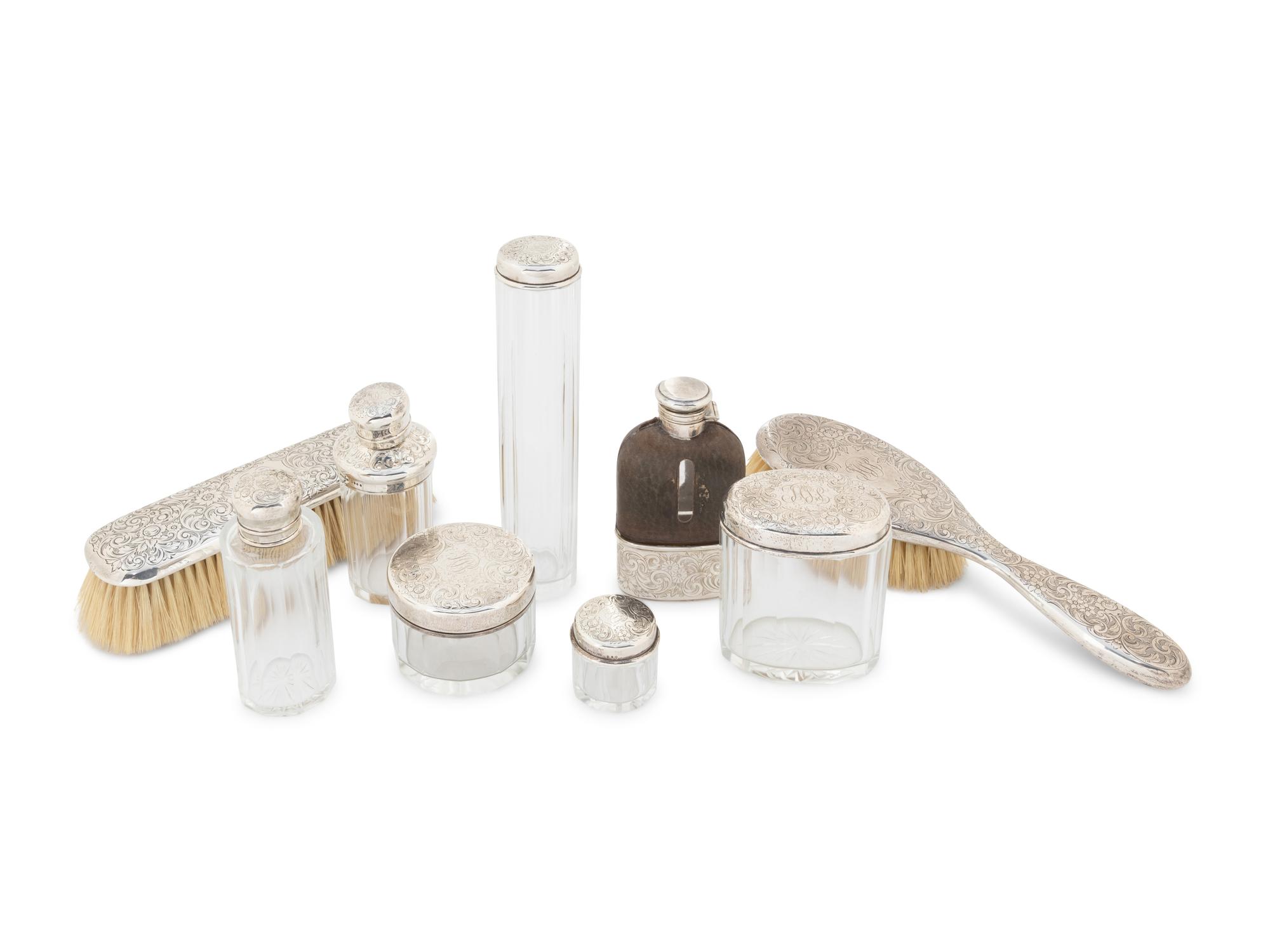 A Gorham Silver Nine-Piece Dresser Set
