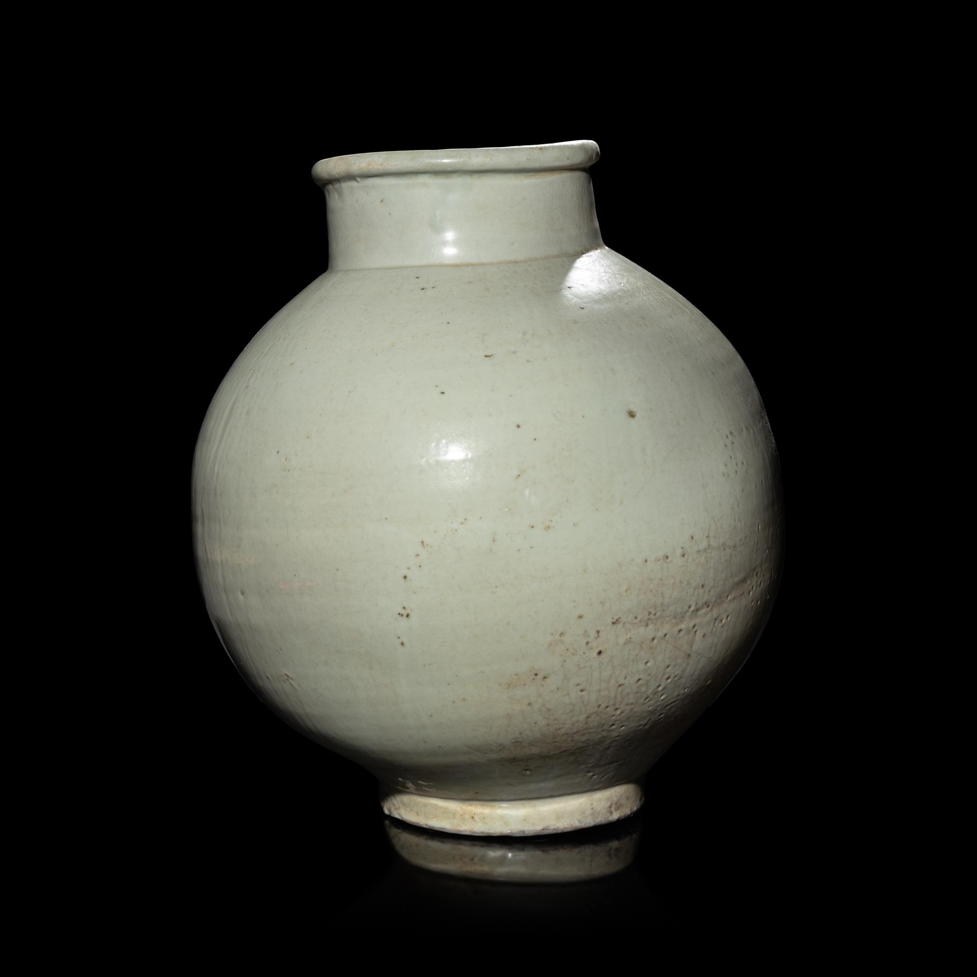 A Korean White Glazed Jar, Joseon Dynasty, 18th Century