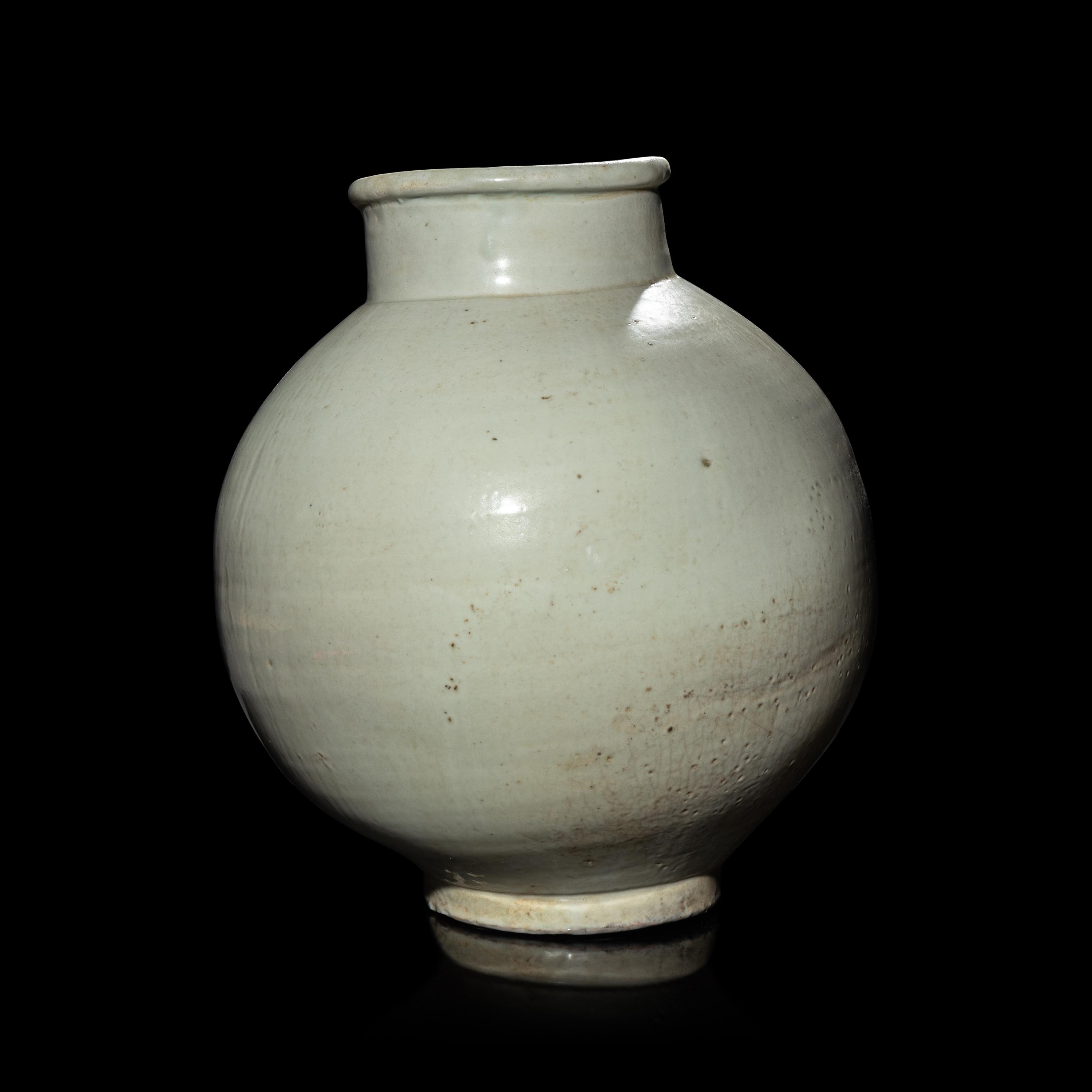A Korean White Glazed Jar, Joseon Dynasty, 18th Century