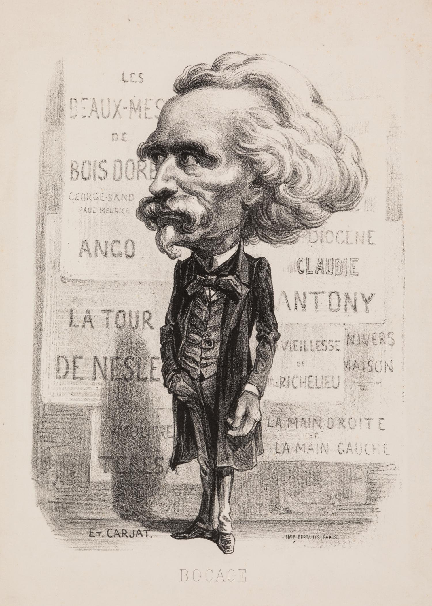 Étienne Carjat, (French, 1828-1906), A group of three works: Bocage, Henri Murger, and Beranger
