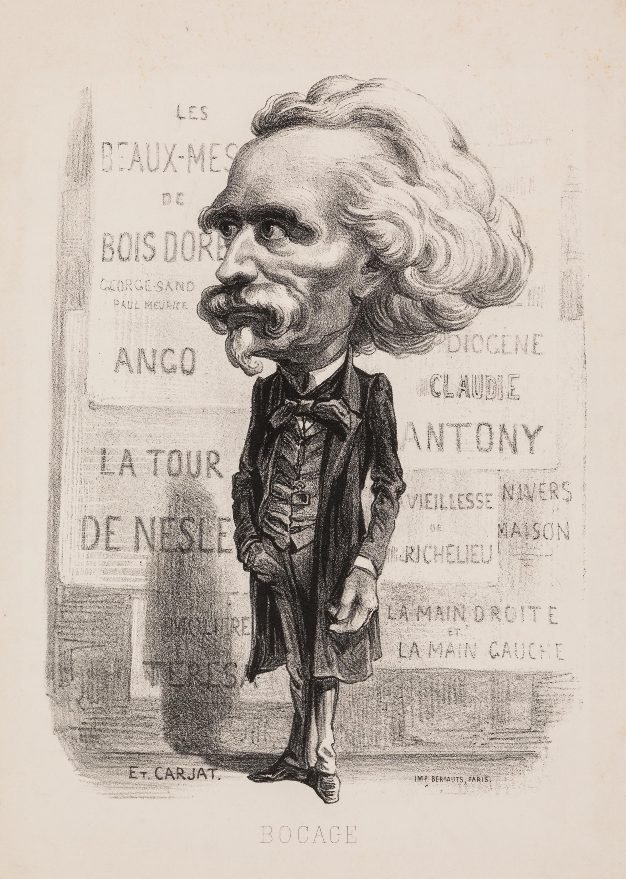 Étienne Carjat, (French, 1828-1906), A group of three works: Bocage, Henri Murger, and Beranger
