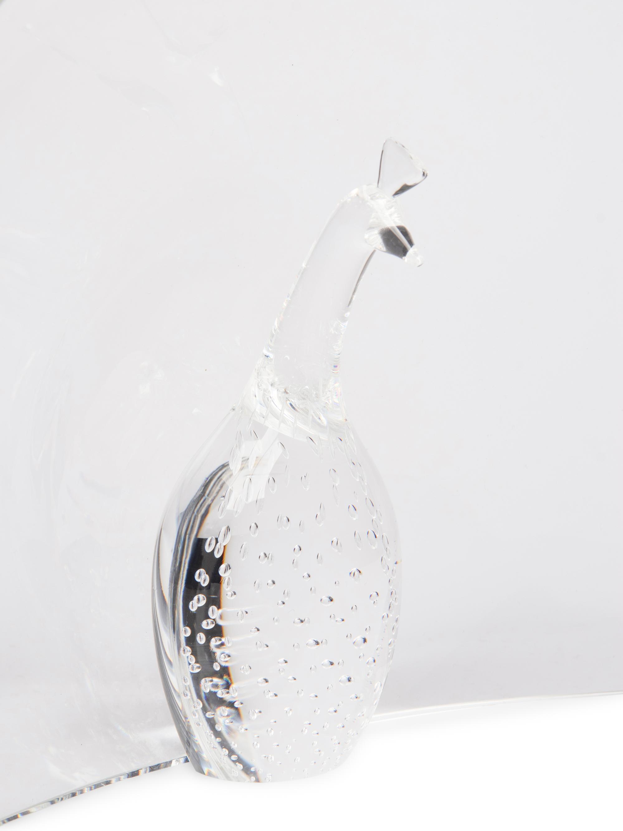 A Steuben Glass Peacock Sculpture