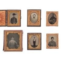 [Civil War] Group of Six Cased Images of Young Men in Uniform, incl. Cadets and Soldiers