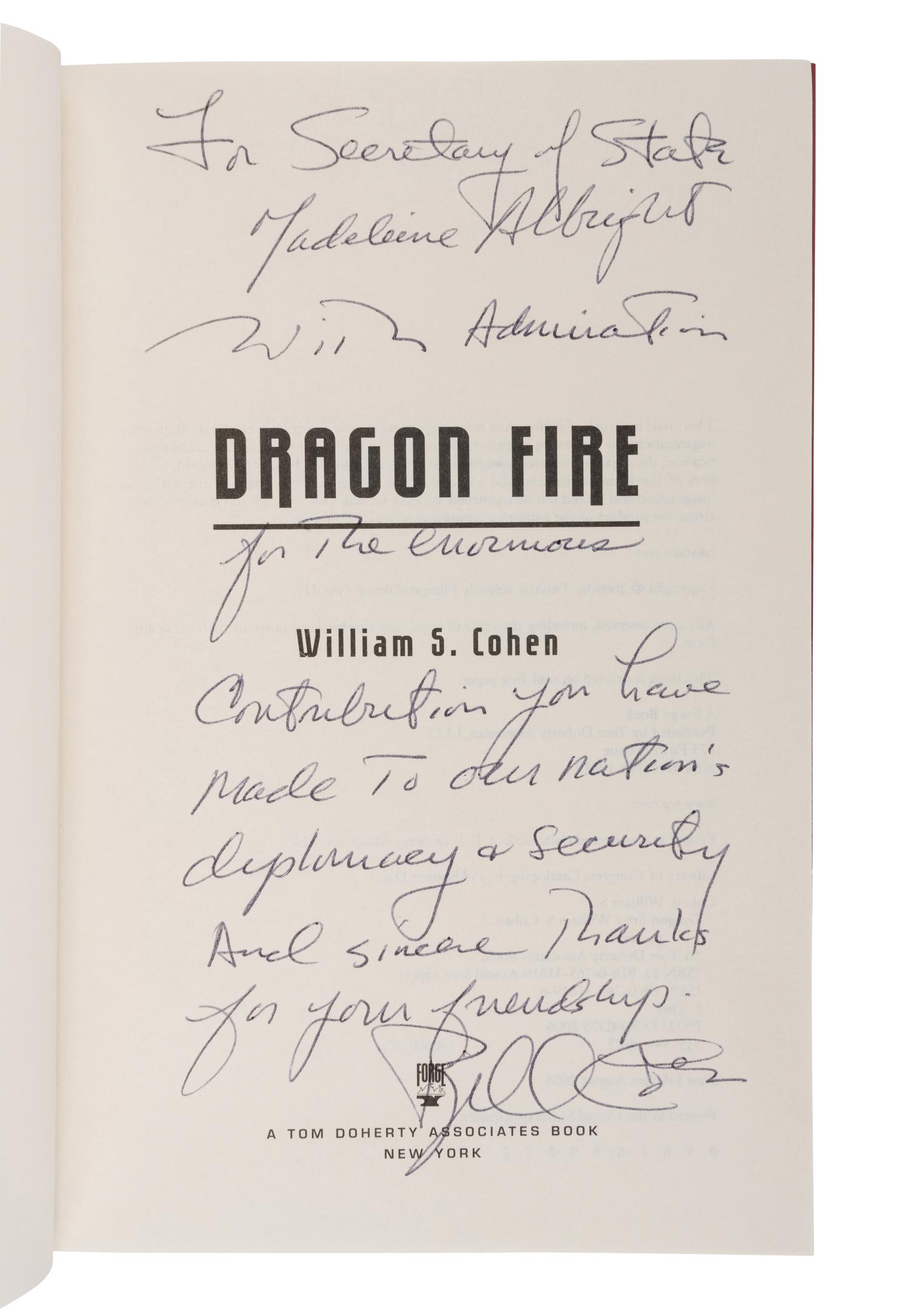 NOVELS BY POLITICAL FIGURES A group of 6 novels, ALL FIRST EDITIONS, most INSCRIBED TO SECRETARY ALBRIGHT: