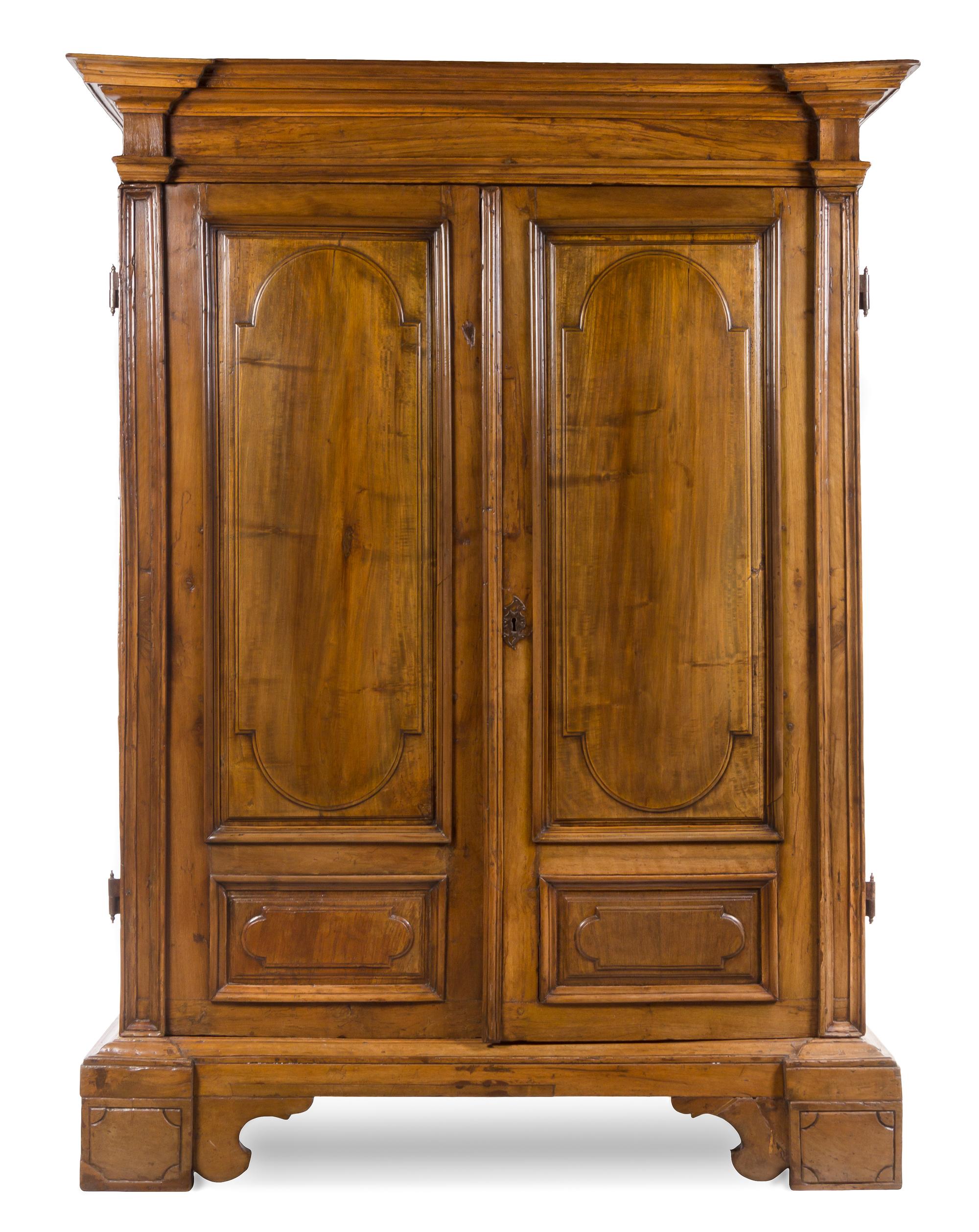 An Italian Baroque Walnut Armoire Height 97 1/2 x width 65 x depth 31 1/2 inches. — TUSCANY, 17TH CENTURY