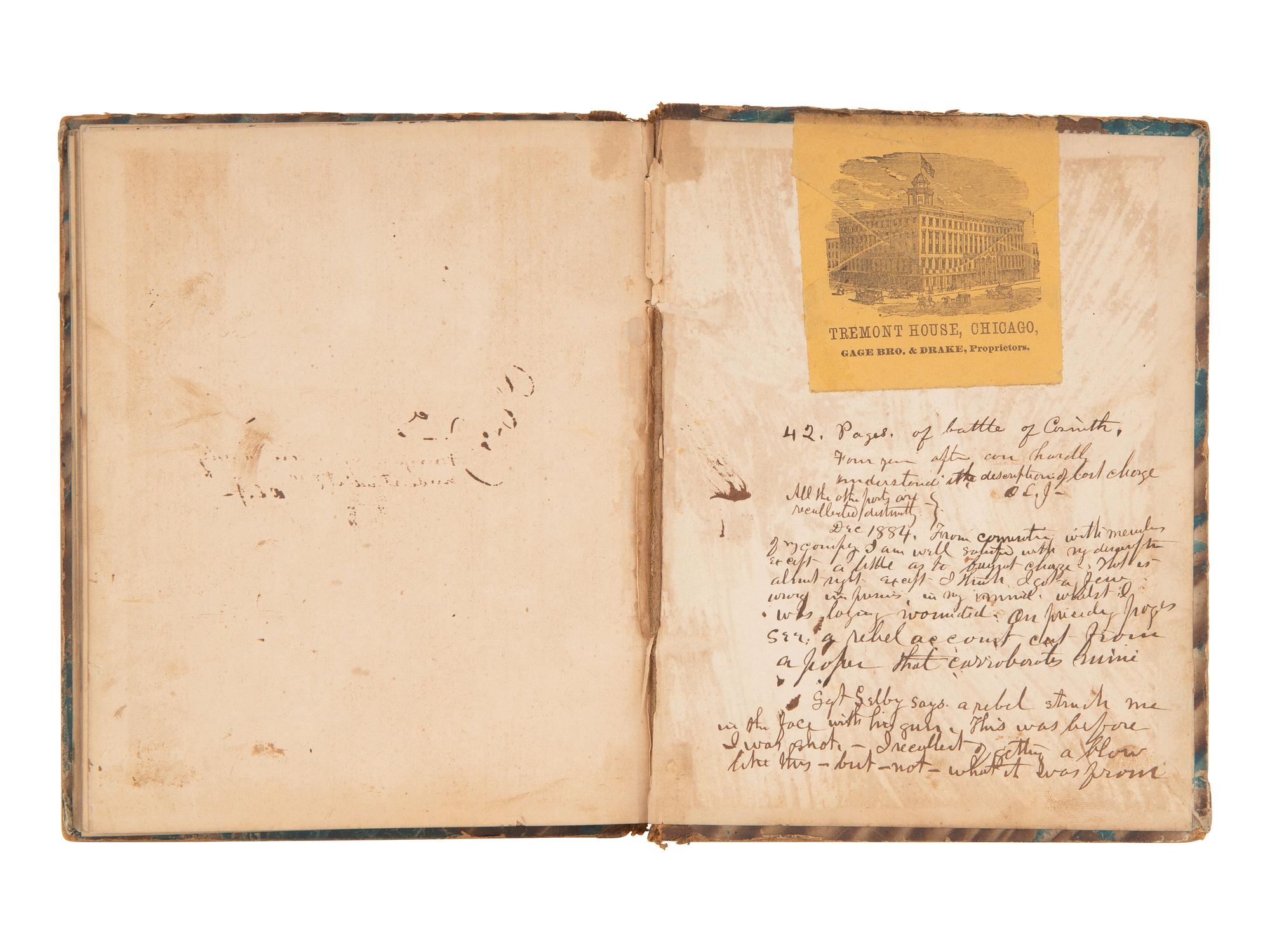 JACKSON, Col. Oscar L. (1840-1920). Five journals, incl. descriptions of Oscar L. Jackson's political activism during the 1860 campaign and his service with 63rd OVI, with campaign broadside noting Jackson as a speaker.