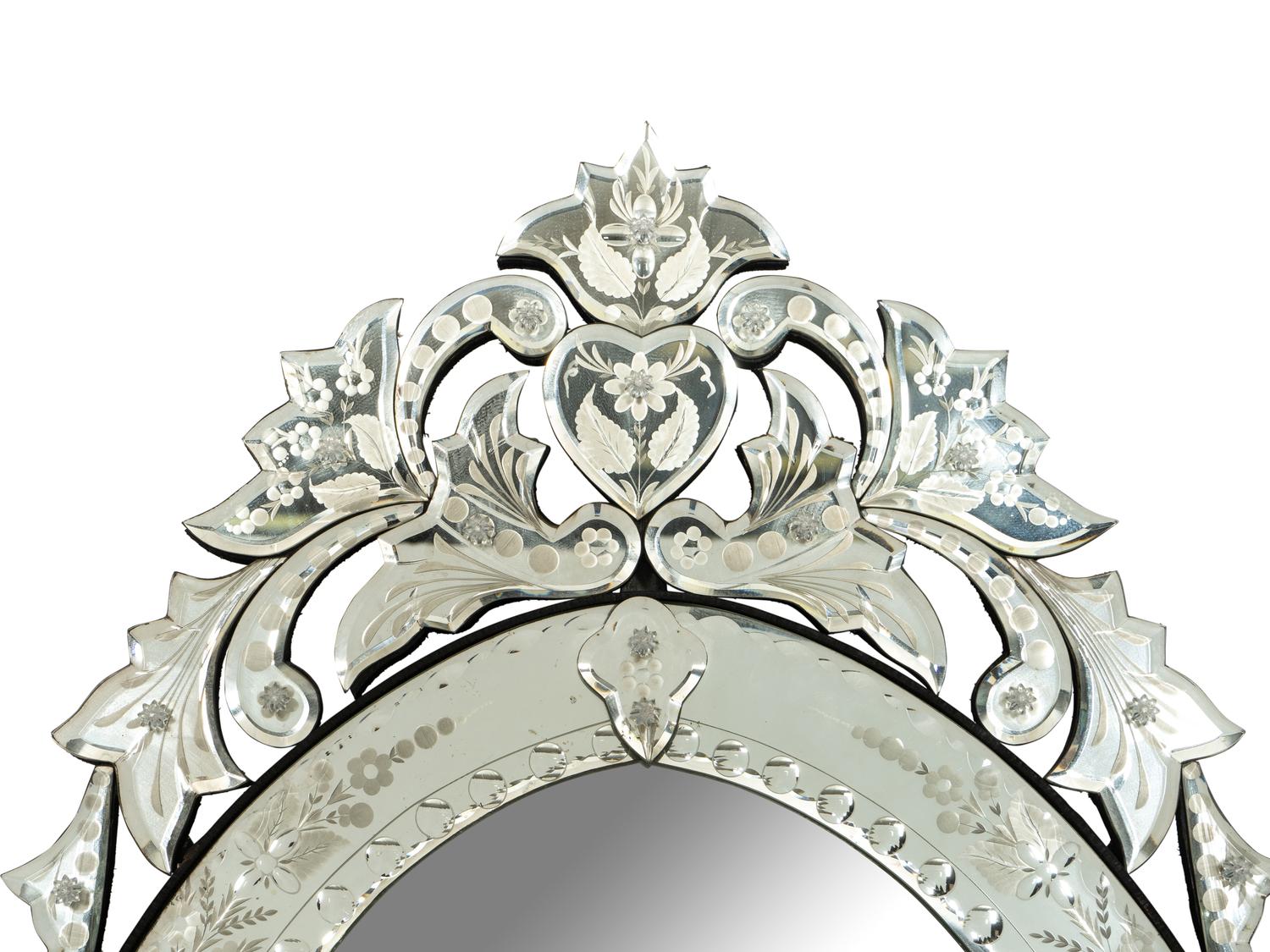 A Venetian Style Cut and Etched Glass Mirror