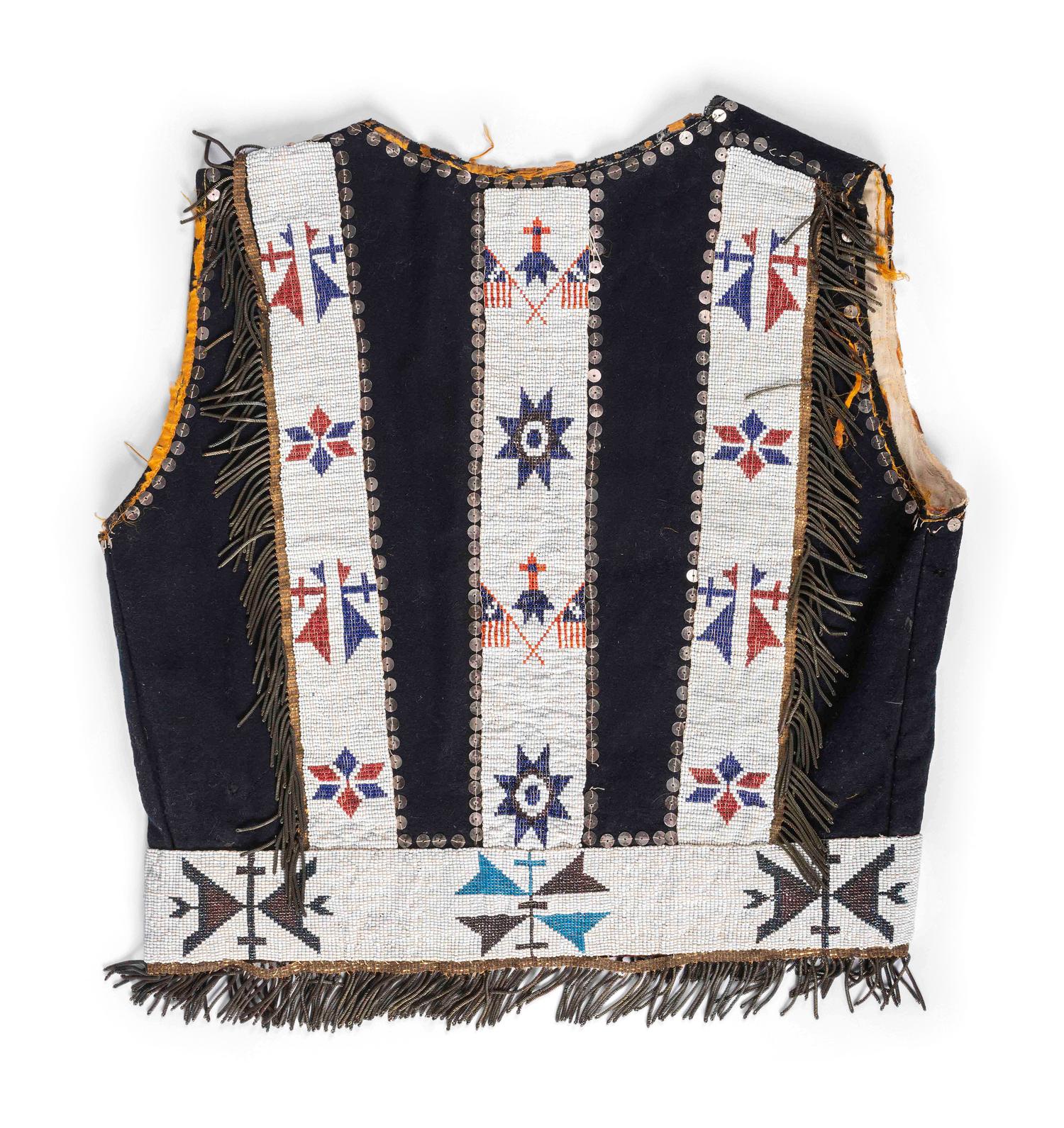 Osage Beaded Wool Vest, with American Flags