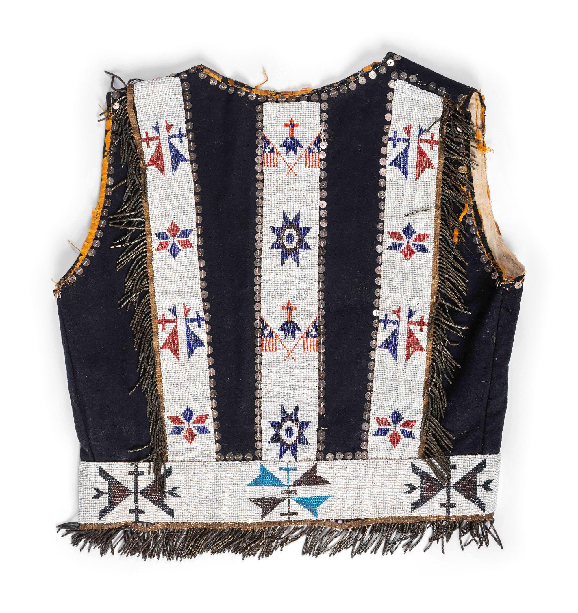 Osage Beaded Wool Vest, with American Flags
