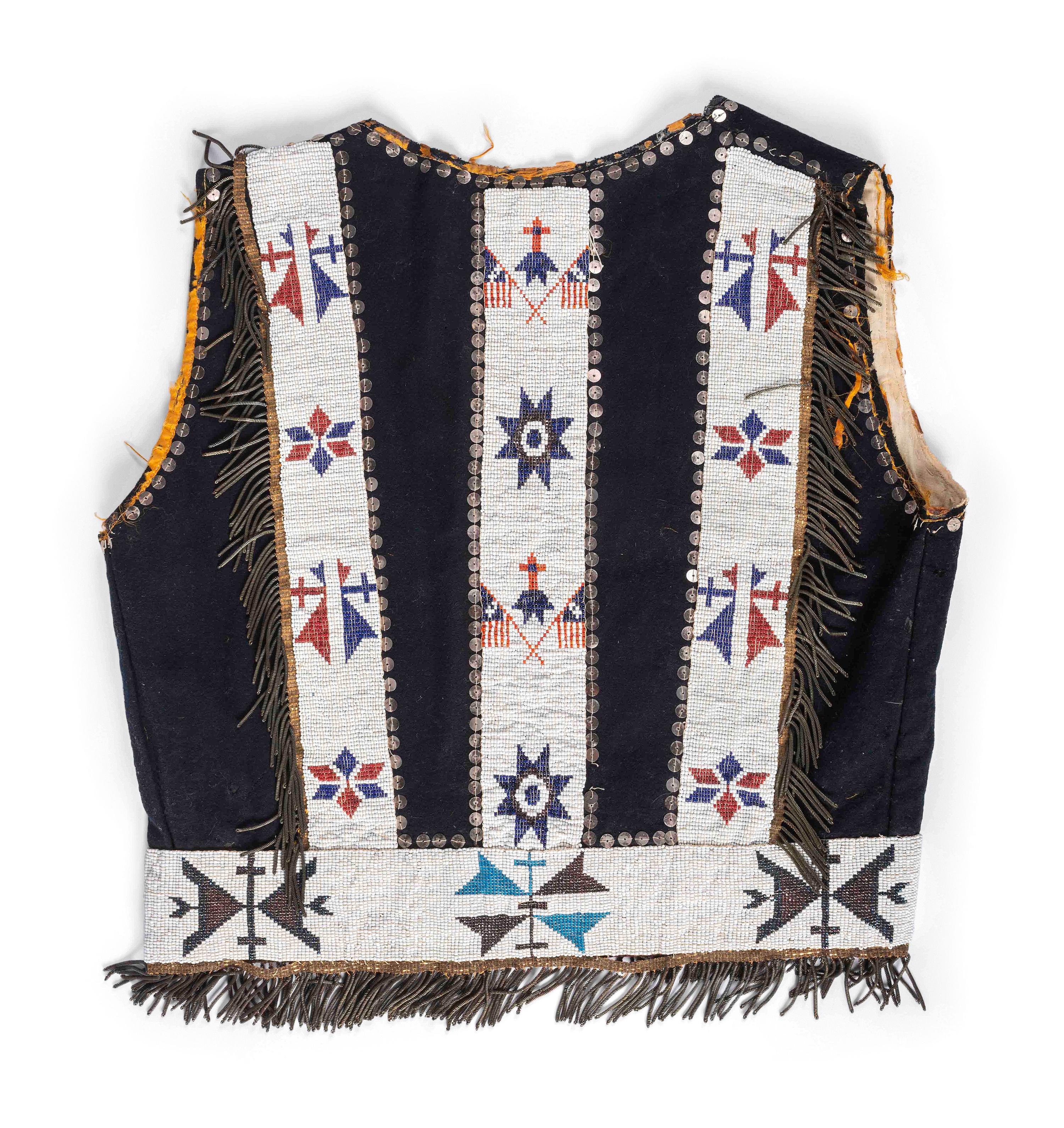 Osage Beaded Wool Vest, with American Flags