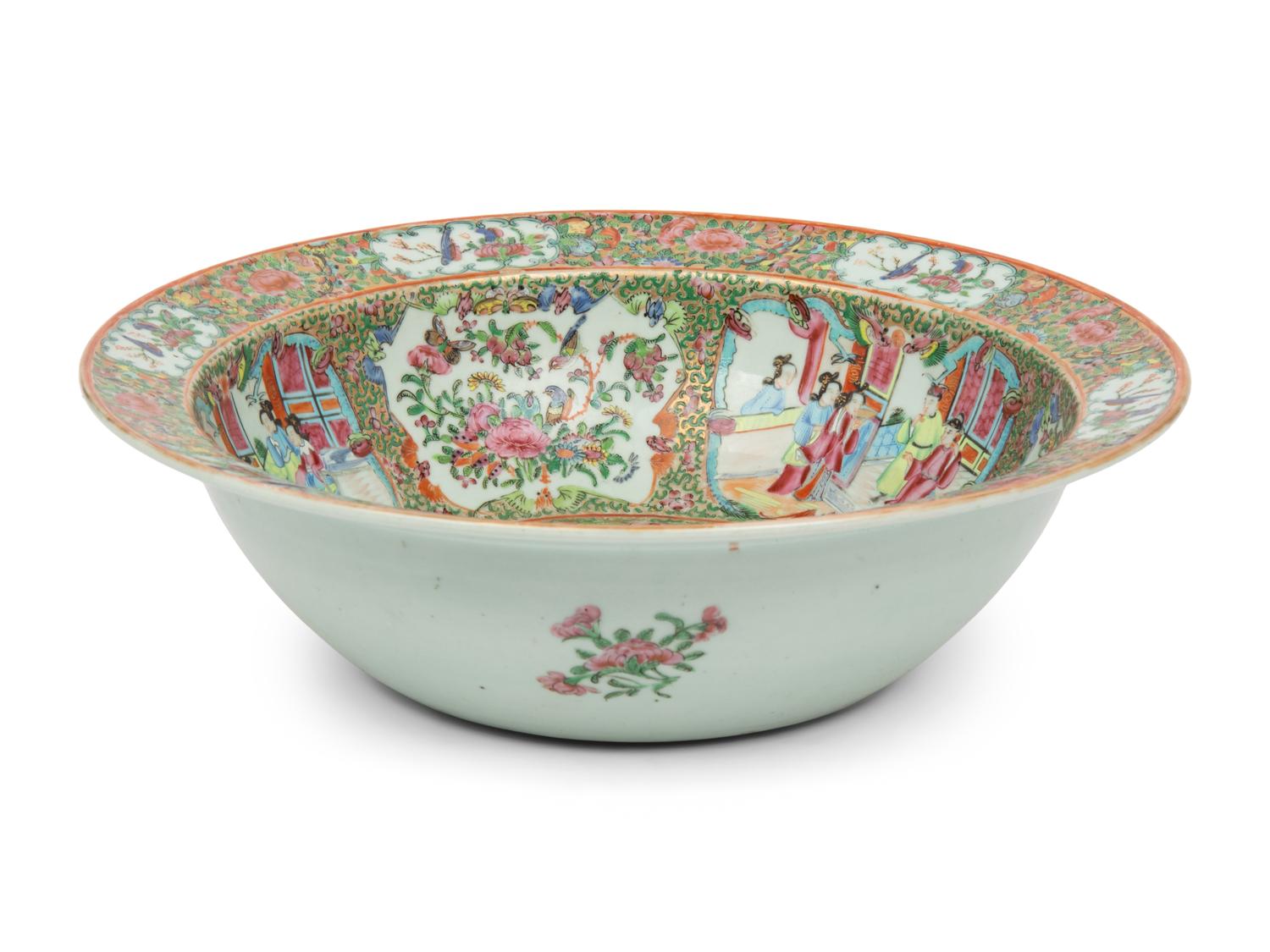 A Chinese Export Rose Medallion Porcelain Punch Bowl
