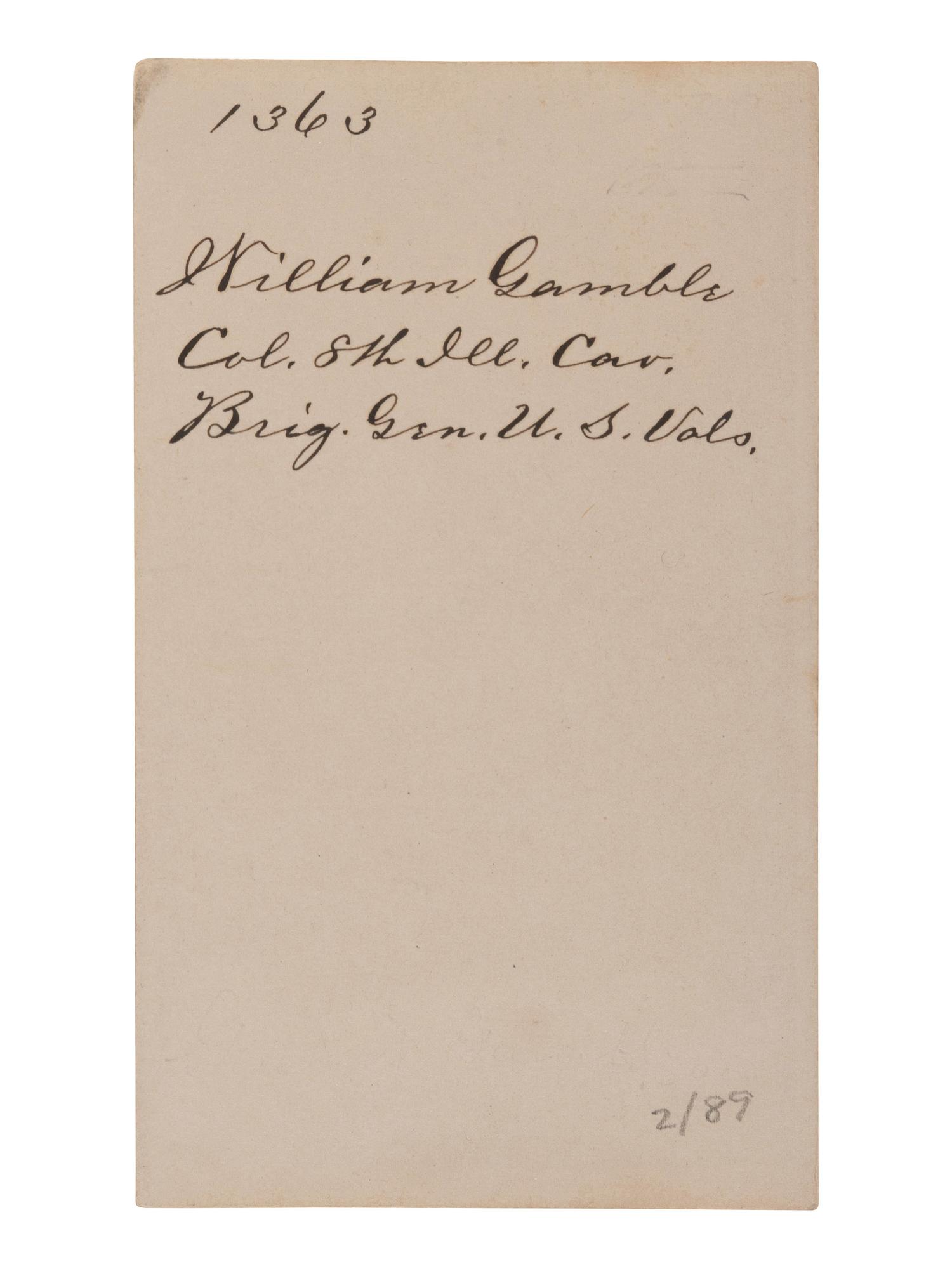 [CIVIL WAR - GETTYSBURG]. CDV of General William Gamble.