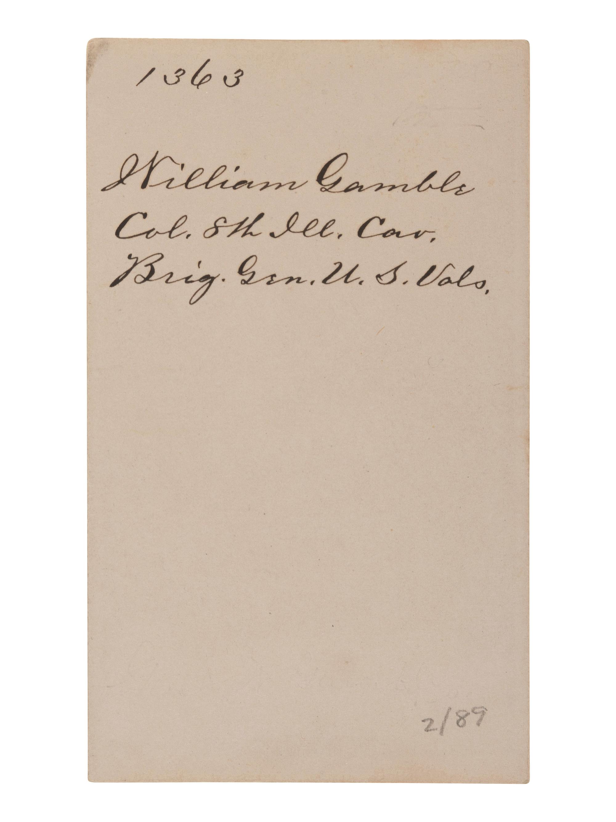 [CIVIL WAR - GETTYSBURG]. CDV of General William Gamble.