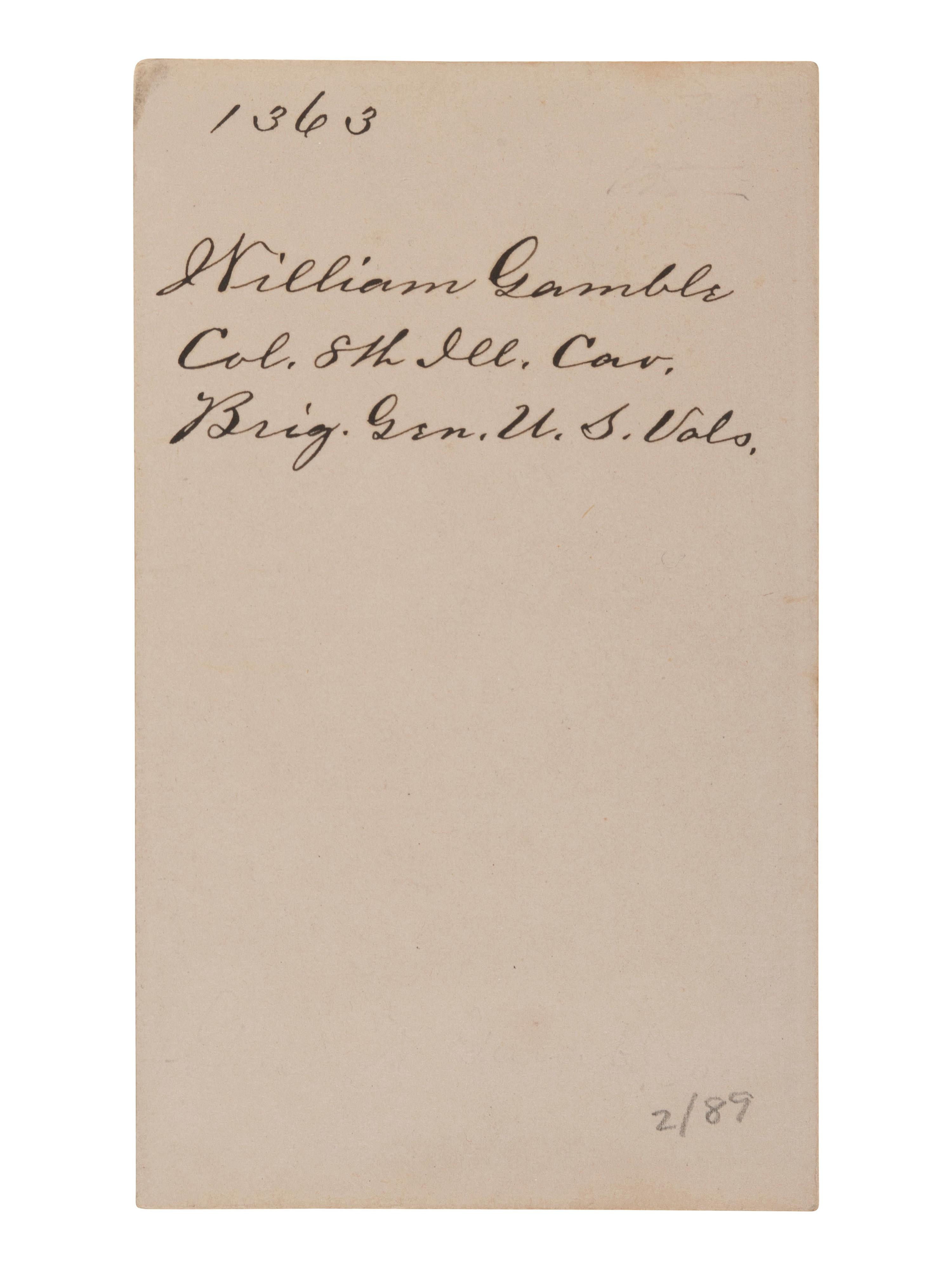 [CIVIL WAR - GETTYSBURG]. CDV of General William Gamble.