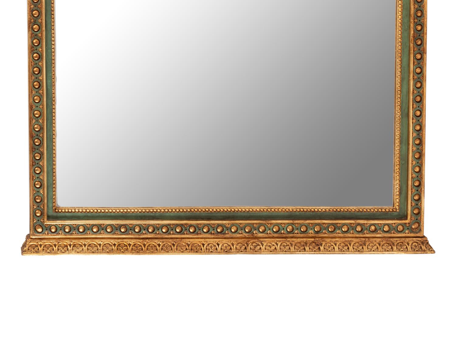 A Large Italian Neoclassical Style Painted and Parcel Gilt Mirror