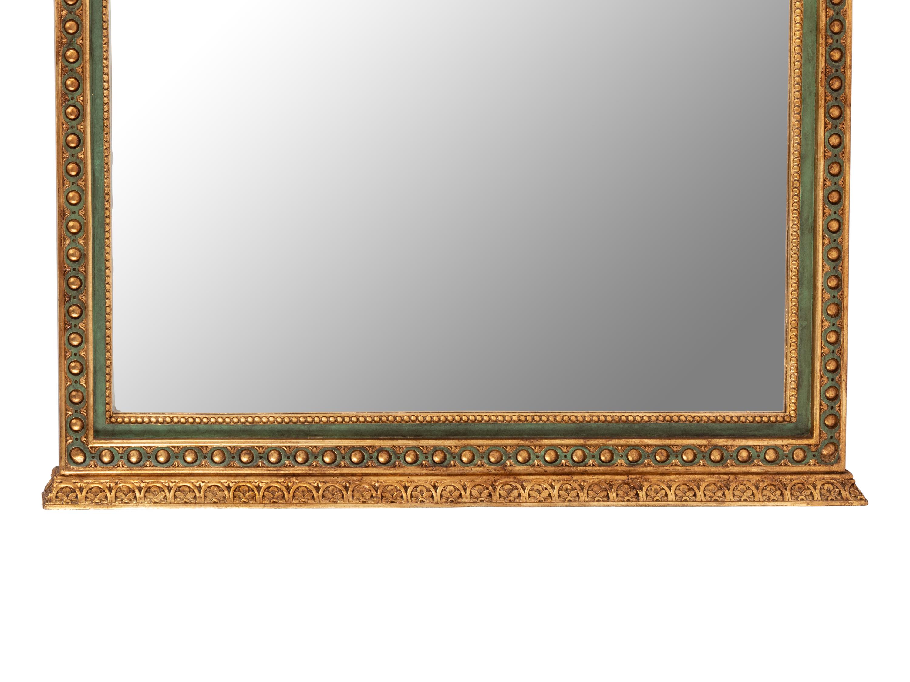 A Large Italian Neoclassical Style Painted and Parcel Gilt Mirror