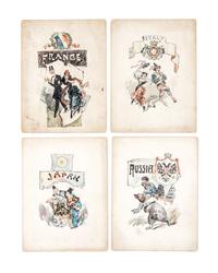 (COLUMBIAN EXPOSITION) Archive of illustration art from All the World at the Fair. London, [1893]. 37 hand-colored proofs total