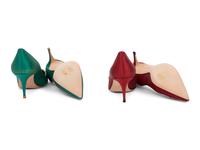 Two Pairs of Manolo Blahnik Satin Heels and Two Matching Clutches