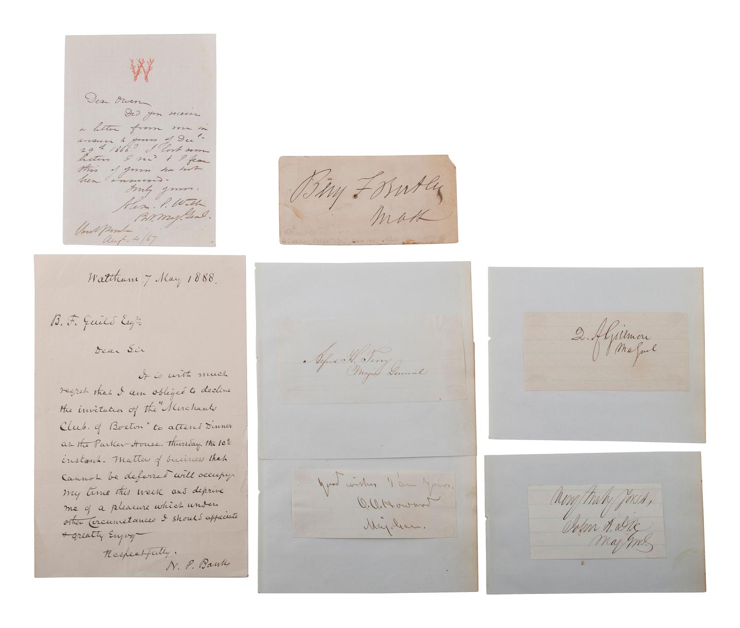 [CIVIL WAR]. Union officer signatures, Incl. Generals Webb, Butler, Terry, Miles, and O.O. Howard.