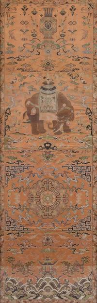 A Set of Four Chinese Embroidered Silk Wall Panels Each 59 1/2 x 19 1/2 inches. — LATE QING DYNASTY