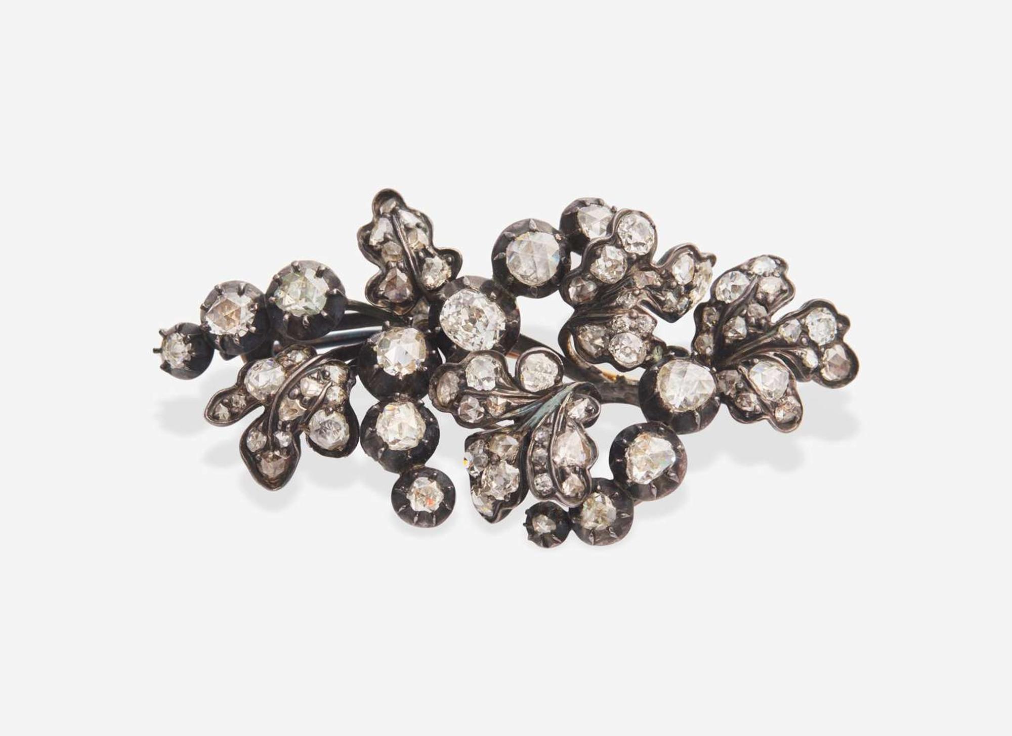 A Silver-Topped Gold and Diamond Georgian Brooch