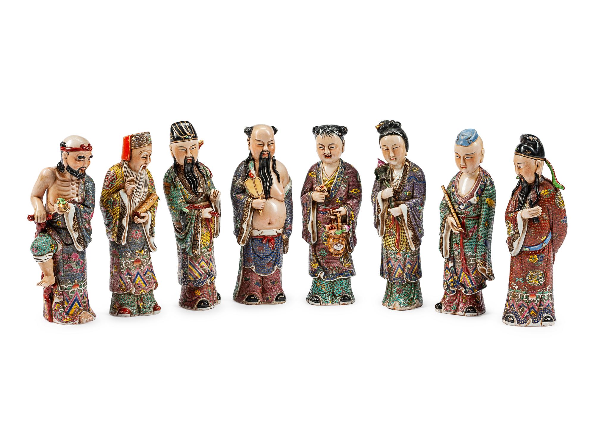 A Set of Eight Chinese Porcelain Figures of Immortals