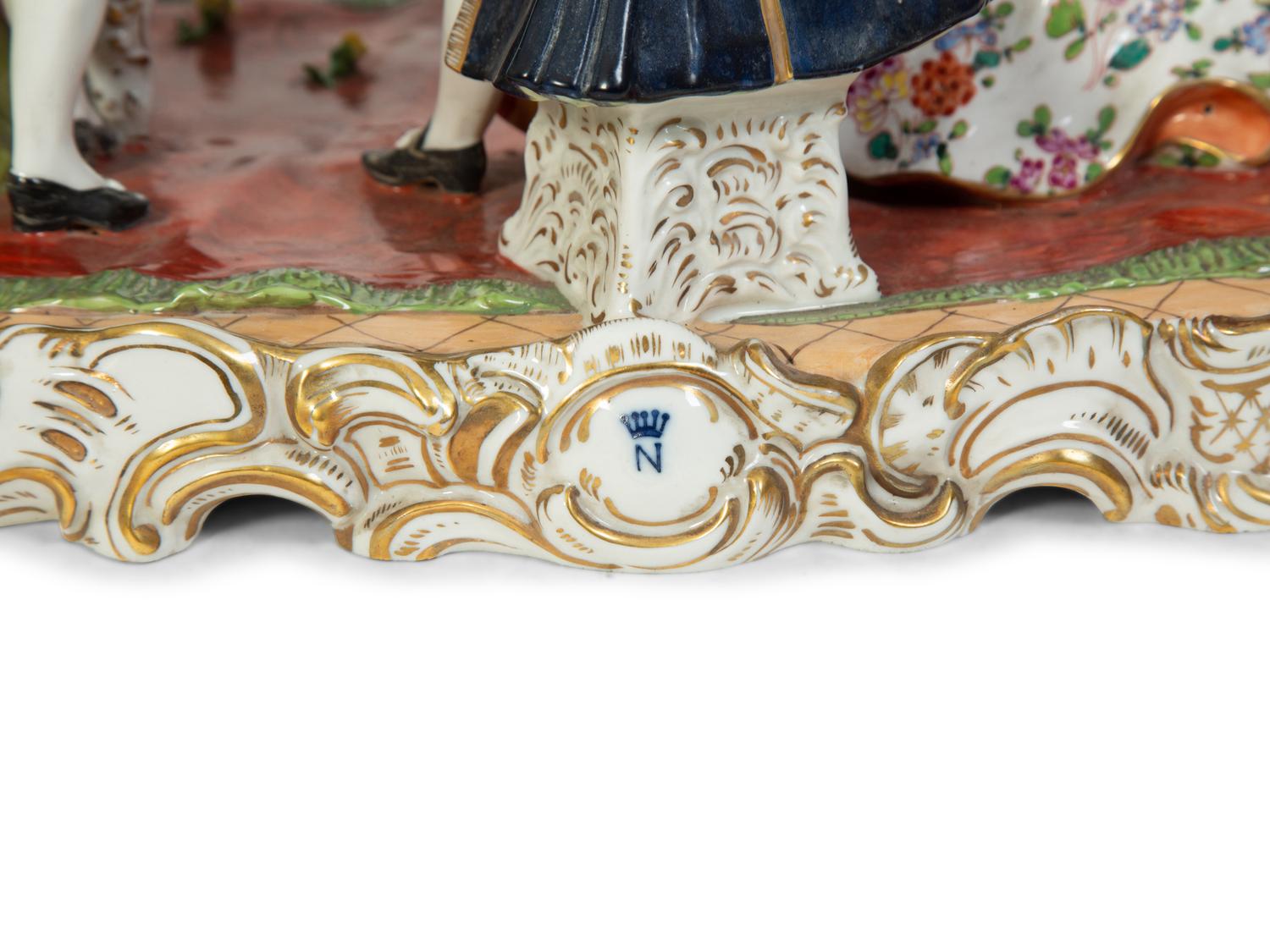 An Italian Capodimonte Polychrome and Gilt Painted Porcelain Figural Group — 19TH CENTURY