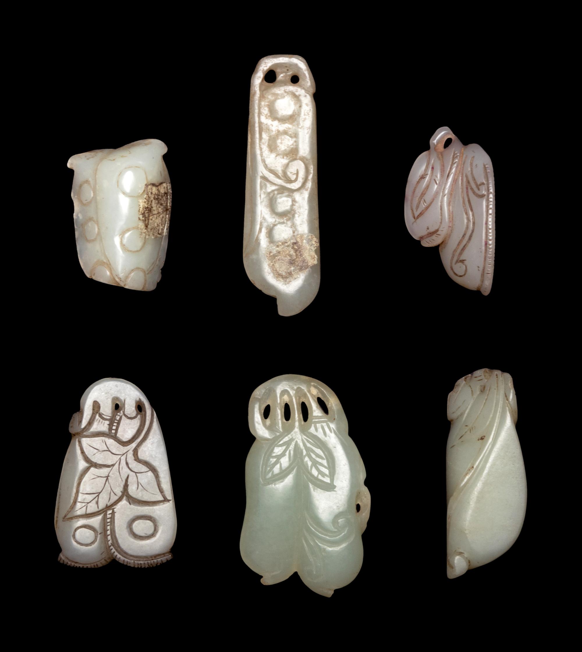 Six Chinese Jade Carvings of Beans