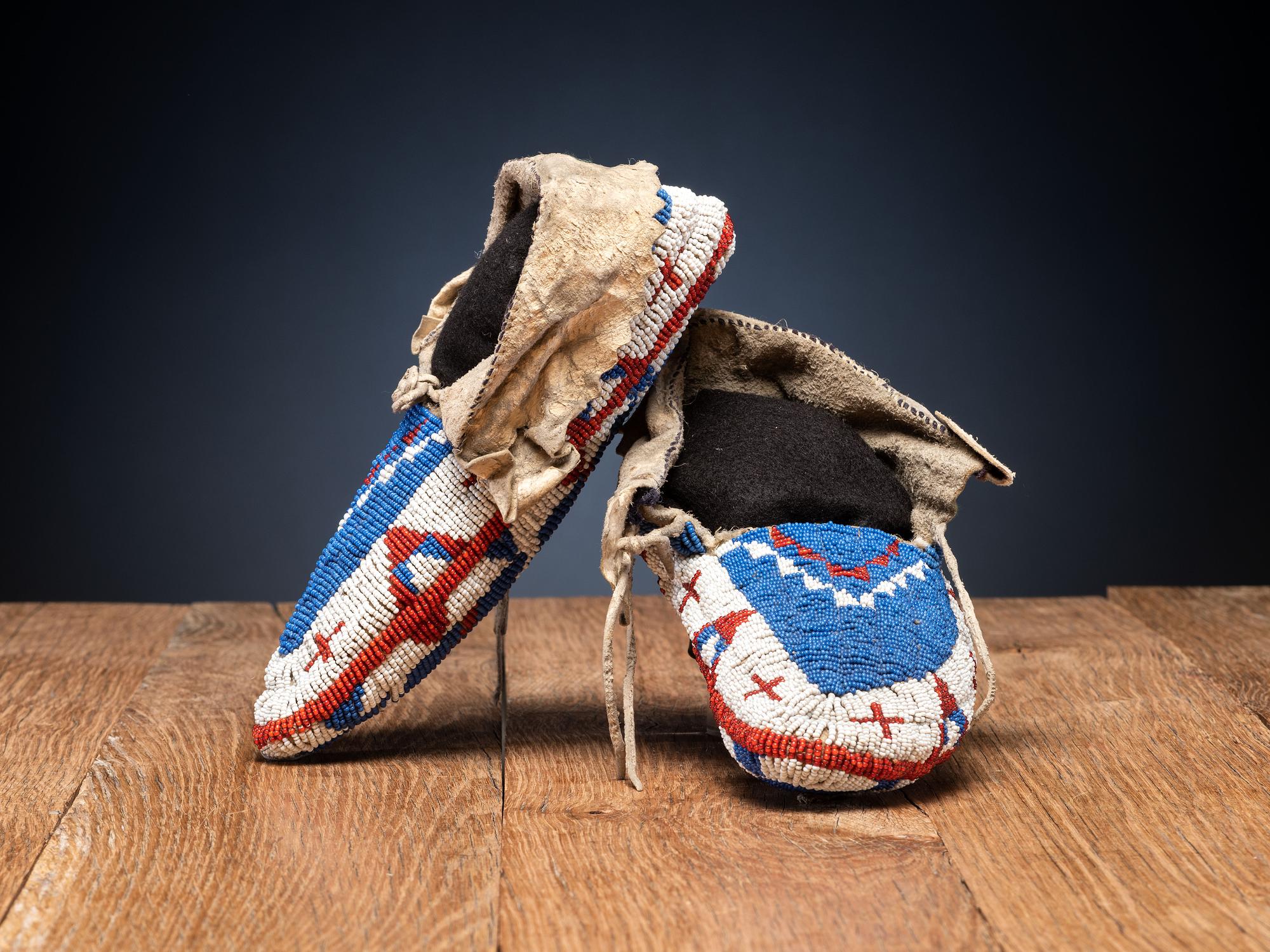 Sioux Fully Beaded Hide Moccasins
