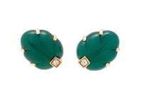 CARTIER, CHALCEDONY AND DIAMOND EARCLIPS