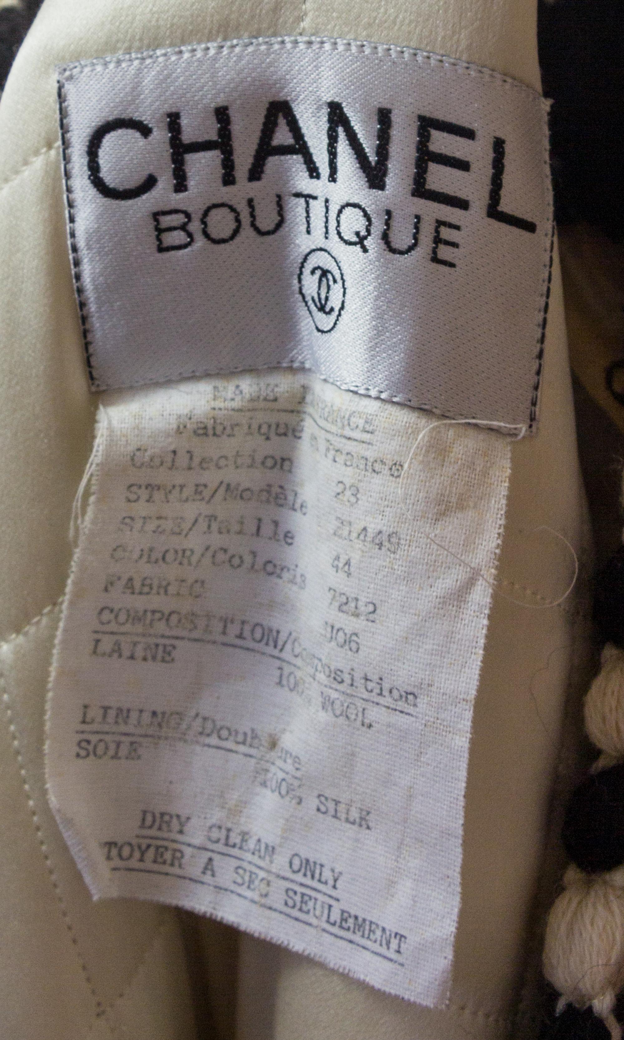 A Chanel Cream and Black Wool Jacket, Size 44.