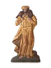 A Continental Painted and Gilt Figure