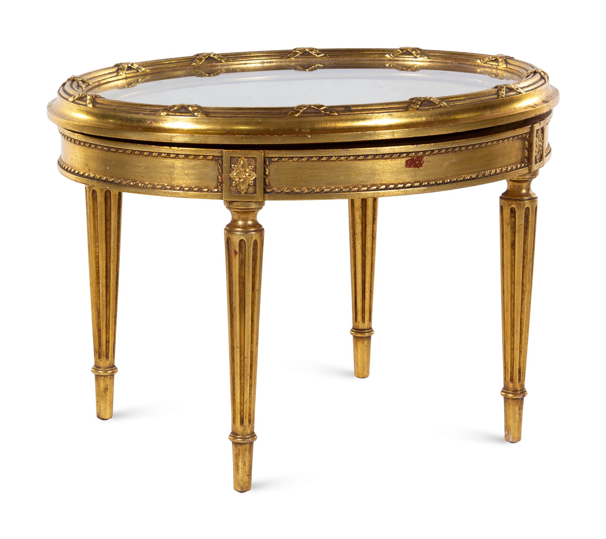 A Louis XVI Style Giltwood Vitrine Table