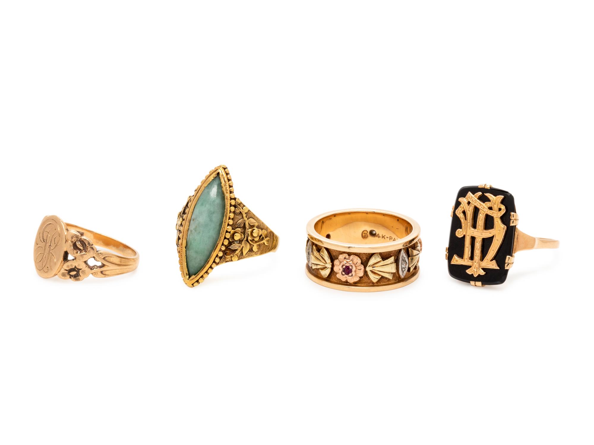 COLLECTION OF GOLD AND GEMSTONE RINGS
