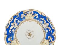 An English Blue-Rimmed Porcelain Dessert Service