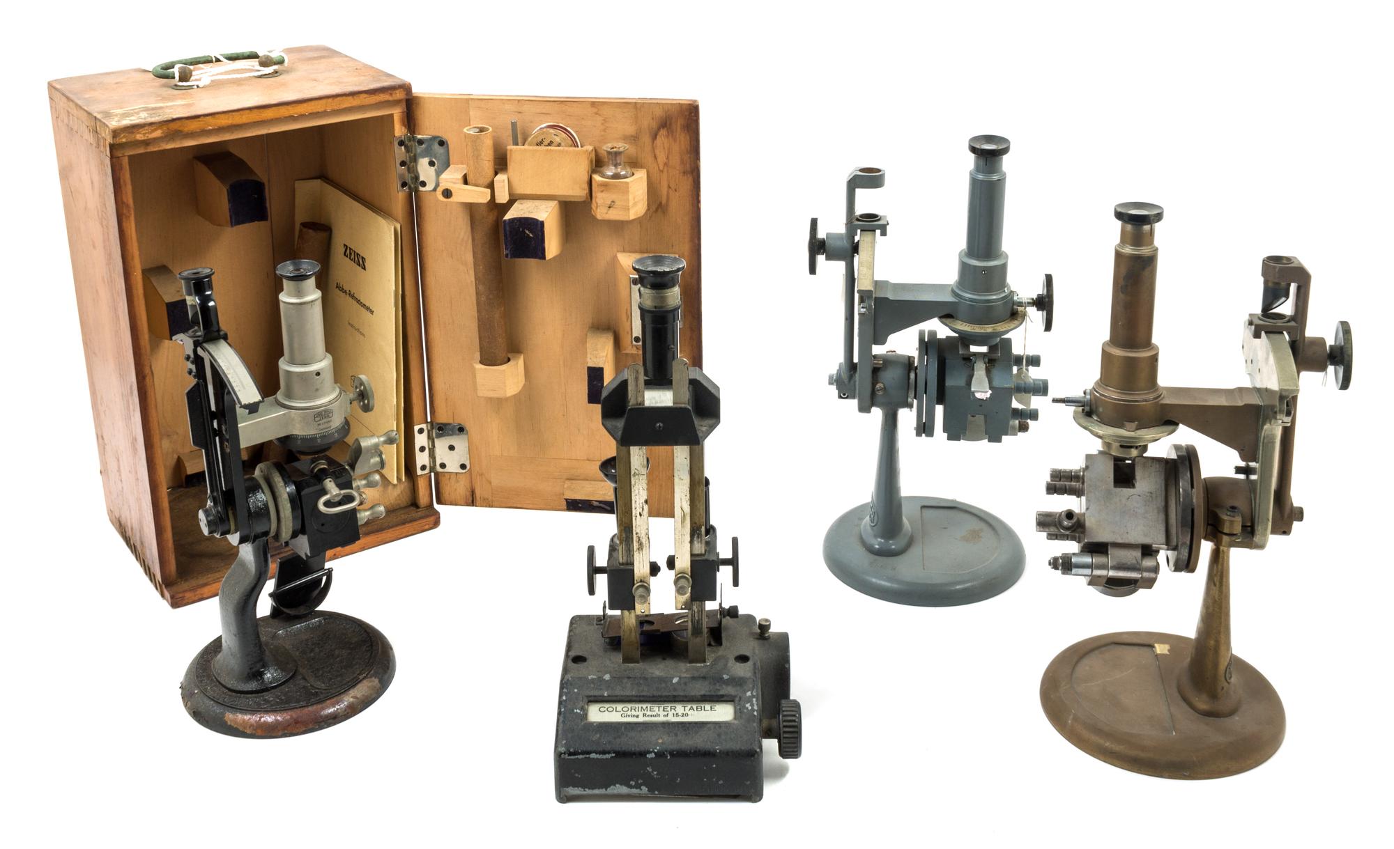 A Group of Four Refractometers Height of cased example 11 1/2 inches. — CARL ZEISS AND OTHERS, 20TH CENTURY