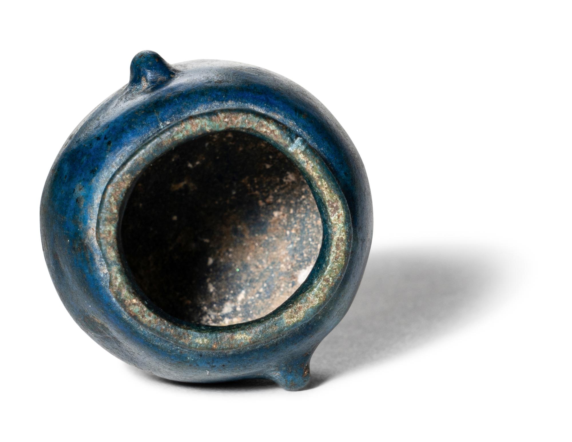 An Egyptian Blue Faience Cosmetic Jar